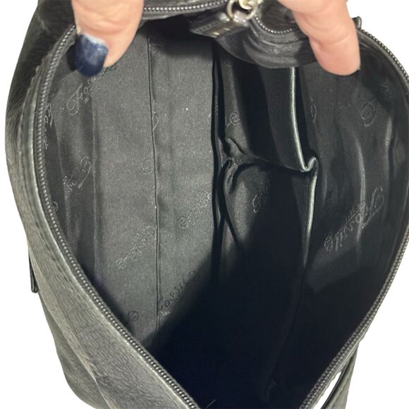 Vintage Fossil 1954 Black‎ Supple Pebbled Leather Shoulder Bag 75082 - Picture 9 of 13